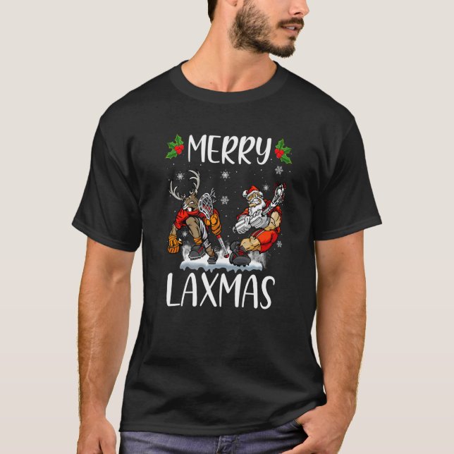 Camiseta Feliz Laxmas Natal Feio Papais noeis de Lacrosse R (Frente)