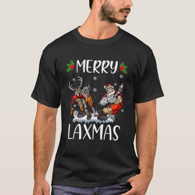 Camiseta Feliz LAXMAS Natal Feio Papais noeis de Lacrosse R (Frente)
