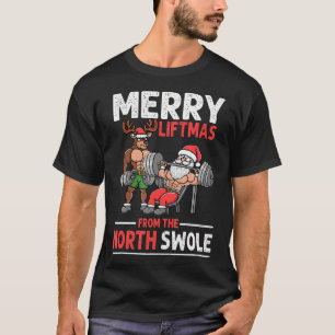 Camiseta Feliz Liftmas do Papai Noel Musculoso do Norte