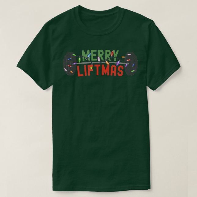 Camiseta Feliz Liftmas Engraçado Levantamento de Peso (Frente do Design)