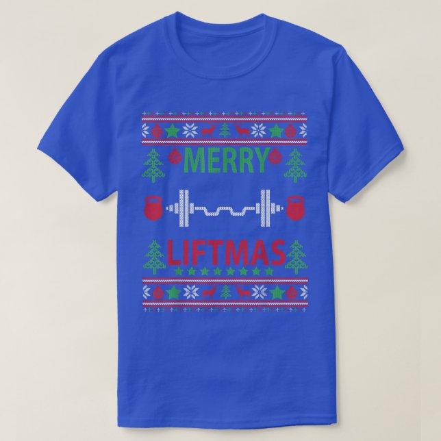 Camiseta Feliz Liftmas Feia de Natal Doceteiro Workout 2 (Frente do Design)