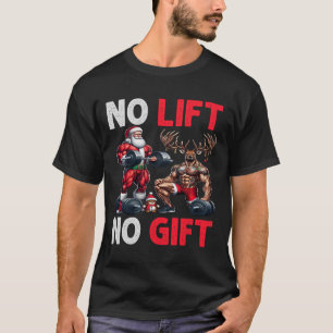 Camiseta Feliz Liftmas Papais noeis Musculares Arranjo de X