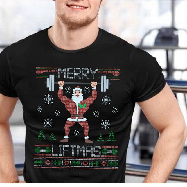 Camiseta Feliz Liftmas Ugly Christmas Gyout (Criador carregado)