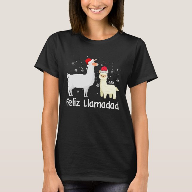 Camiseta Feliz Llamadad Santa Llama Fleece Navidad Alpaca C (Frente)