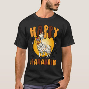 Camiseta Feliz Llamaween Llama Dia das Bruxas Llama Traves
