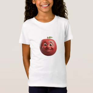 Camiseta Feliz Maçã Vermelha Fofa Arte 3D