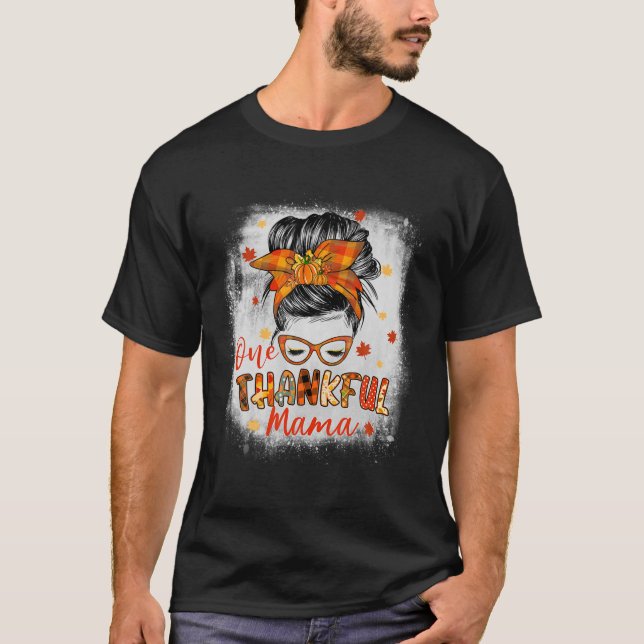 Camiseta Feliz Mama Mensageiro Caiu no outono Ação de Graça (Frente)