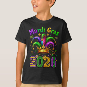 Camiseta Feliz Mardi Gras 2026 Chapéu de Bobo Homens Mulher