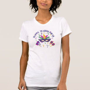 Camiseta Feliz Mardi Gras-Graphics design T-Shirt para mulh