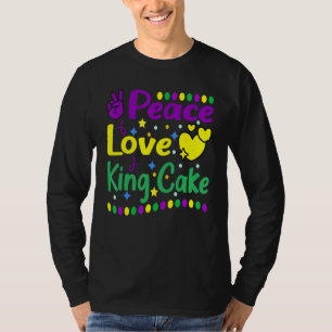 Camiseta Feliz Mardi Gras King Cake Peace Love Kids Wids