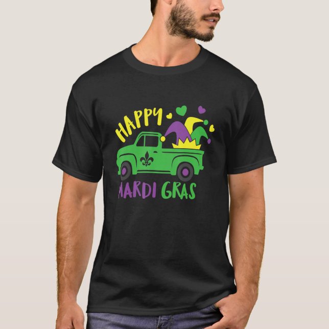 Camiseta Feliz Mardi Gras Truck Costume New Orleans Party (Frente)