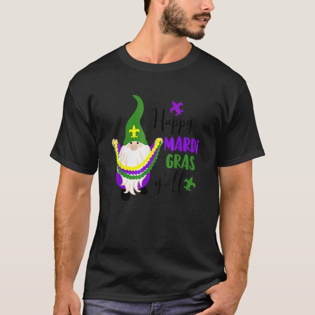 Camiseta Feliz Mardi Gras Yall Gnomo Mardi Gras 2023 Miçang (Frente)