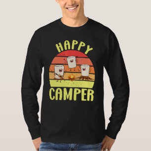 Camiseta Feliz Marshmallow Acampante Fofo Para Crianças Mul