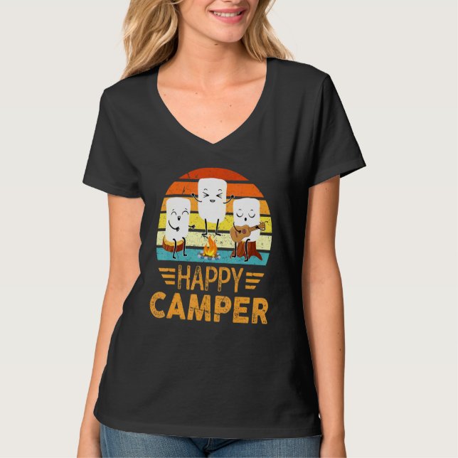 Camiseta Feliz Marshmallow Camper Cup Para Crianças Homens (Frente)