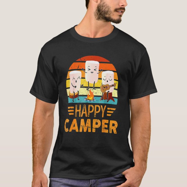 Camiseta Feliz Marshmallow Camper Cup Para Crianças Homens (Frente)