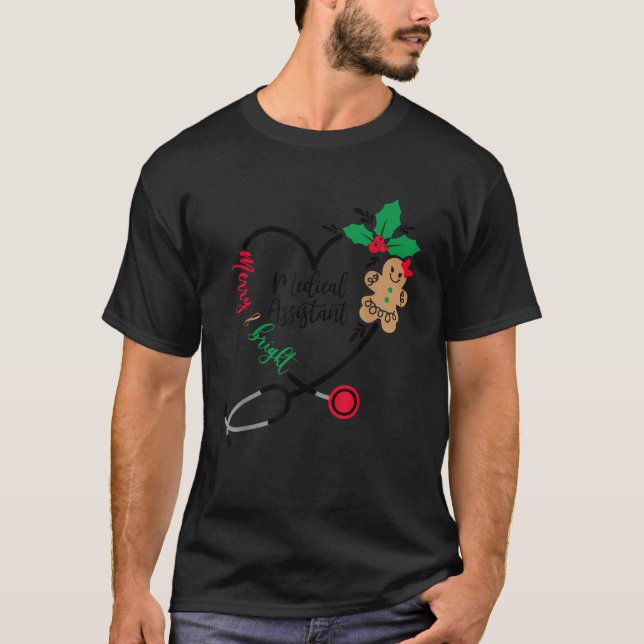 Camiseta Feliz Médica E Natal Brilhante (Frente)