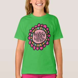 Camiseta Feliz Mente Feliz design de Gráfico Motivacional