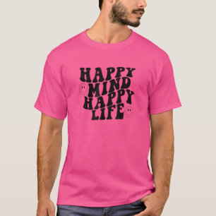 Camiseta Feliz Mente Feliz Sorria Sorriso Rosto Vintage C