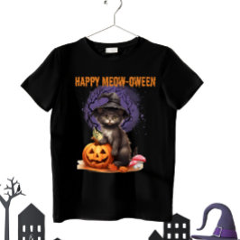 Camiseta Feliz Meow-between Halloween engraçado