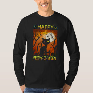 Camiseta Feliz Meow Do Teen Halloween Costume Black Cat Sca