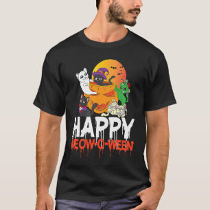 Camiseta Feliz Meow O Ween Gato Homens Dia das Bruxas Celeb