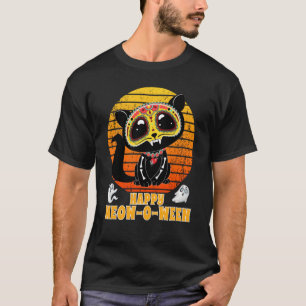 Camiseta Feliz Meowbetween Halloween Calavera Black Cat Sug