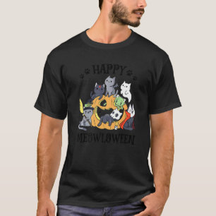 Camiseta Feliz Meowloween Gato Fofo Fantasia de Halloween