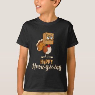 Camiseta Feliz Meowning Engraçado Ação de Graças outono Ca