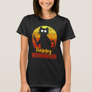 Camiseta Feliz Meowoween Dia das Bruxas Sangrento Gato Horr