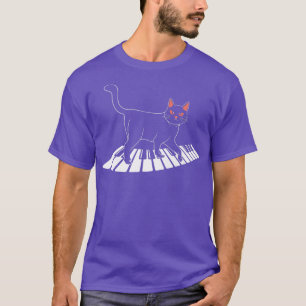Camiseta Feliz Meowzart Cat Pun Música Clássica Piano Keybo
