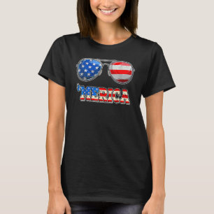 Camiseta Feliz Merica Sunglass 4 De Julho Us Crianças G
