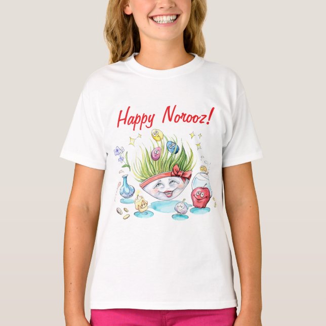 Camiseta Feliz mesa engraçada do Noroz Haft Sin (Frente)
