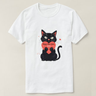 Camiseta Feliz mew ano 2025 gato engraçado ano novo