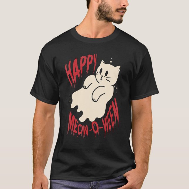 Camiseta Feliz Mew O Wewein Black Cat Para O Halloween 1 (Frente)