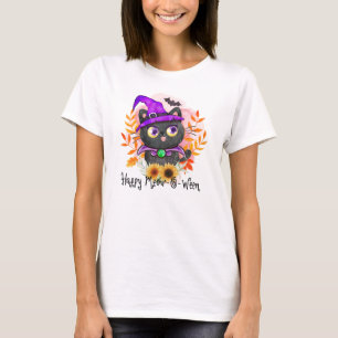 Camiseta Feliz Miau-o-entre-Negra Bruxa Negra