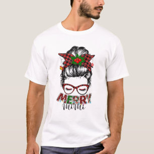 Camiseta Feliz Mini Natal Mulheres Buffalo Xadrez Leopardo 