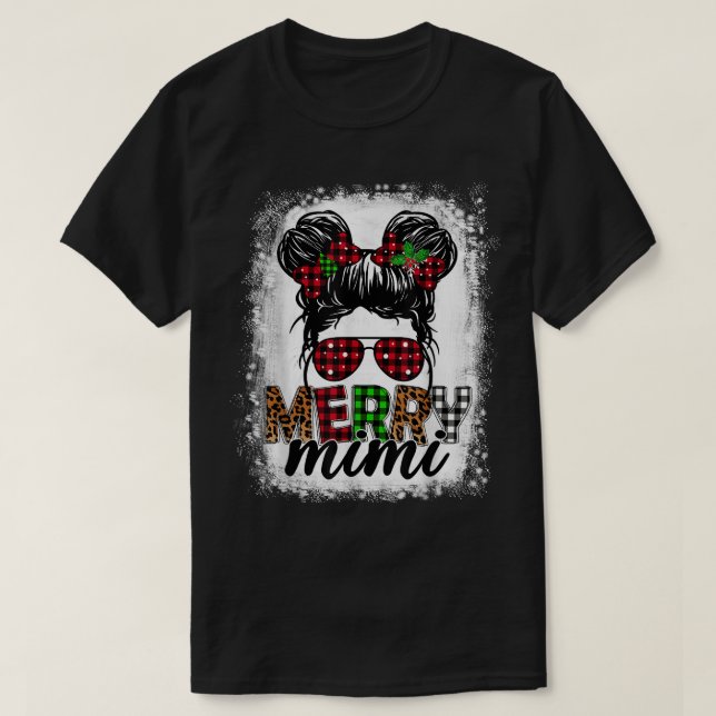 Camiseta Feliz Mini Xmas Xadrez de Buffalo Leopard Messy Bl (Frente do Design)