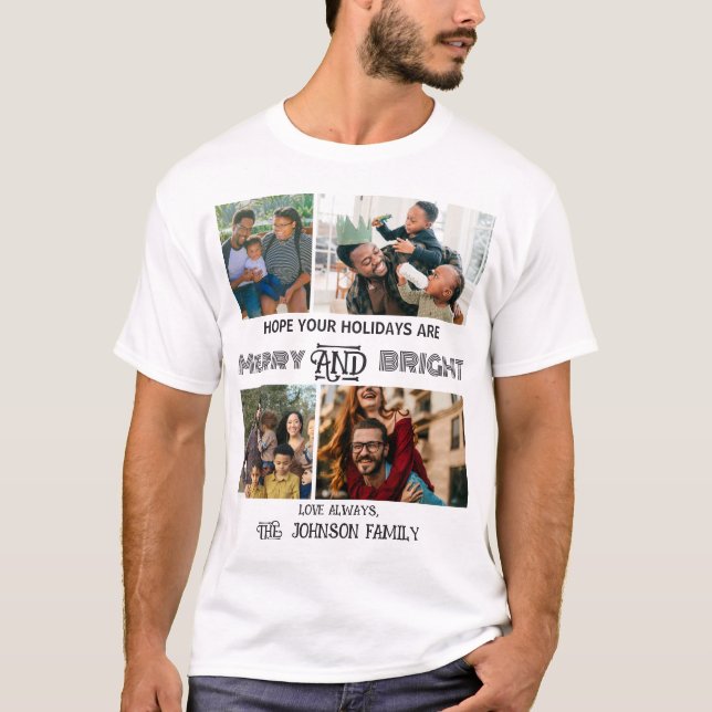 Camiseta Feliz moderna e foto da família brilhante (Frente)