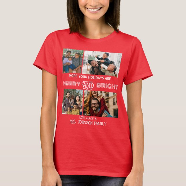 Camiseta Feliz moderna e foto da família brilhante (Frente)