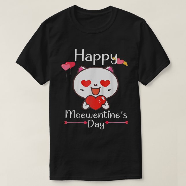 Camiseta Feliz Namorados do Dia de Meowentine Gato pelo Cor (Frente do Design)