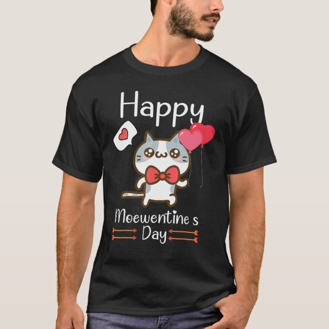 Camiseta Feliz Namorados do Dia de Meowentine para Kit de G (Frente)