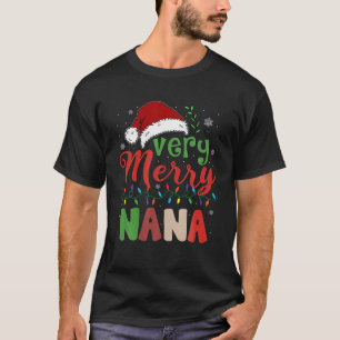 Camiseta Feliz Nana Santa Hat Cristo da Família Luz Xmas