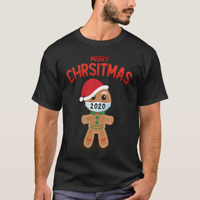 Camiseta Feliz Natal 2020 Pão de Gingerpão no rosto (Frente)