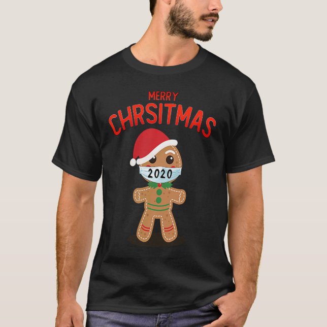 Camiseta Feliz Natal 2020 Pão de Gingerpão no rosto (Frente)