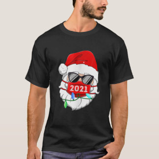 Camiseta Feliz Natal 2021 Papais noeis Óculos escuros Másca