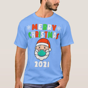 Camiseta Feliz Natal 2021 Papais noeis Vestindo Mask Kids T