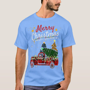 Camiseta Feliz Natal 2022 Leopardo Búfalo Xadrez Vermelho X