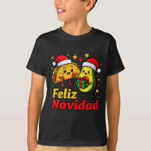 Camiseta Feliz Natal Abacate Tacos Natal Mexicano Família