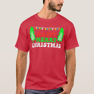 Camiseta Feliz Natal Alegre Luzes Divertidas de Natal Árvor