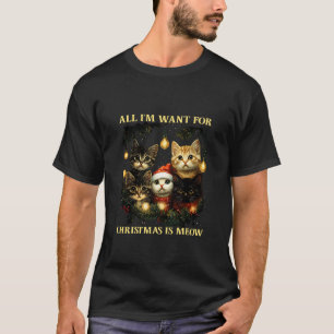 Camiseta Feliz Natal Amante de Gato Meowy Natal Divertido G
